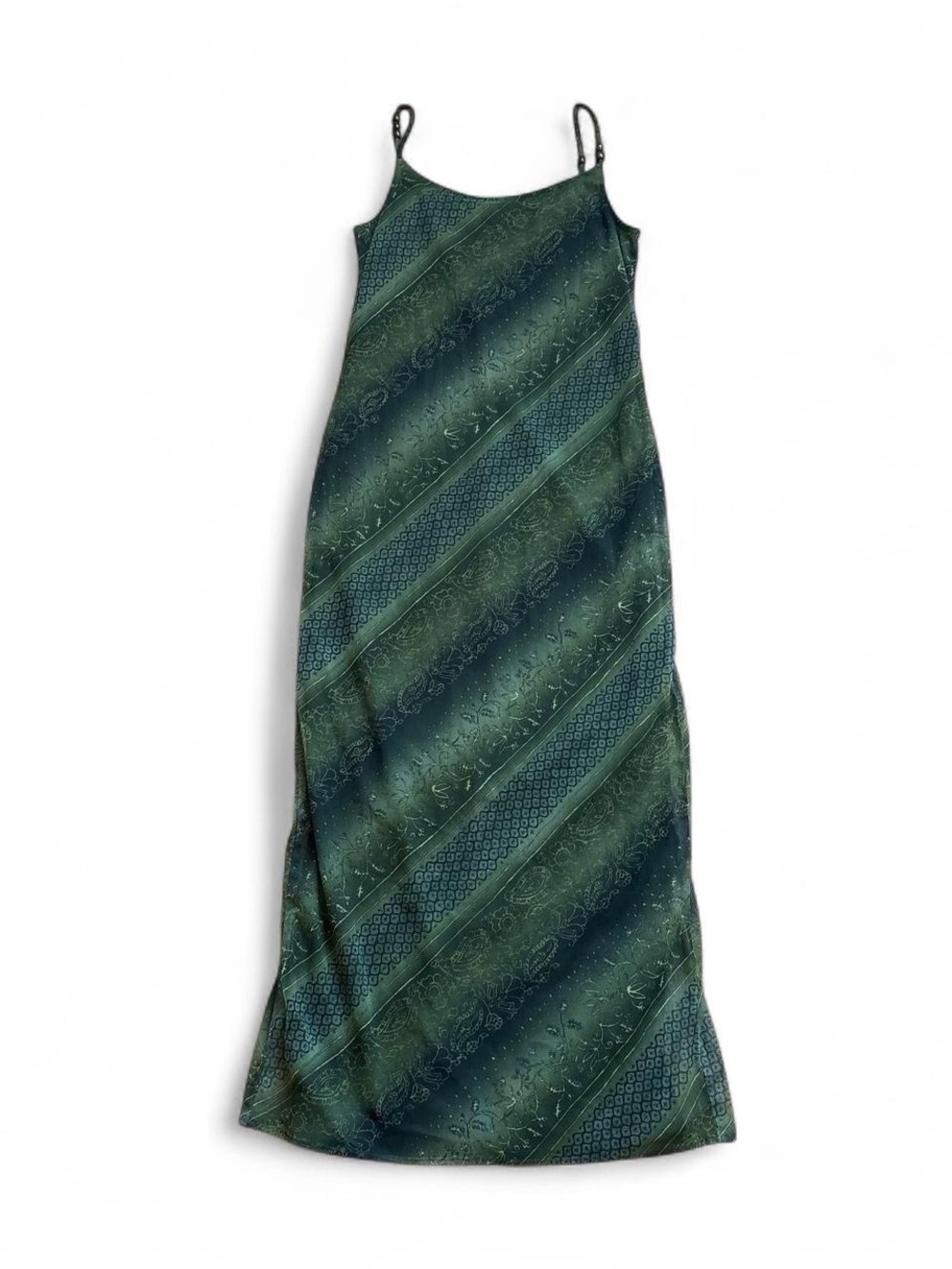 Vintage Y2K Chablis Green Mesh Maxi Dress Beaded Straps